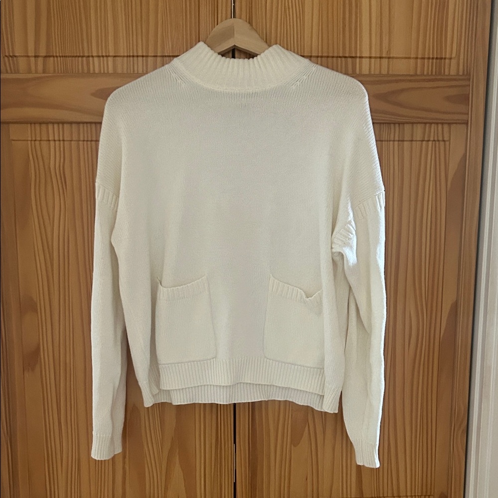 Jcrew white cotton cashmere blend sweater